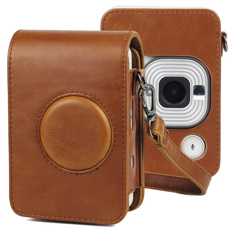 Full Body Camera Retro PU Leather Case Bag with Strap for FUJIFILM instax mini Liplay (Brown) - Leather Bag by PMC TechLife | Online Shopping South Africa | PMC TechLife