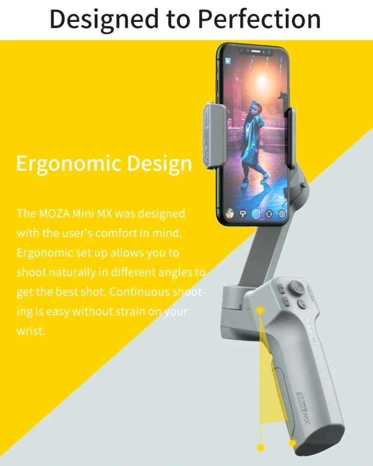 MOZA Mini MX 3 Axis Foldable Handheld Gimbal Stabilizer for Action Camera and Smart Phone(Grey) - free shipping - PMC TechLife - Order now!