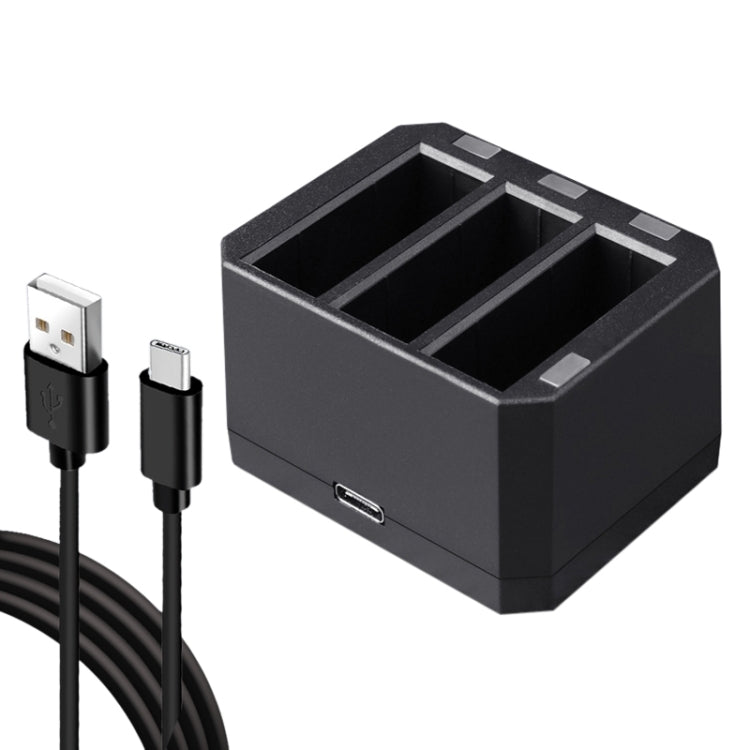USB Triple Batteries Charger with LED Indicator Light for DJI OSMO Action(Black) - Cable & Charger by PMC TechLife | Online Shopping South Africa | PMC TechLife | Buy Now Pay Later Mobicred