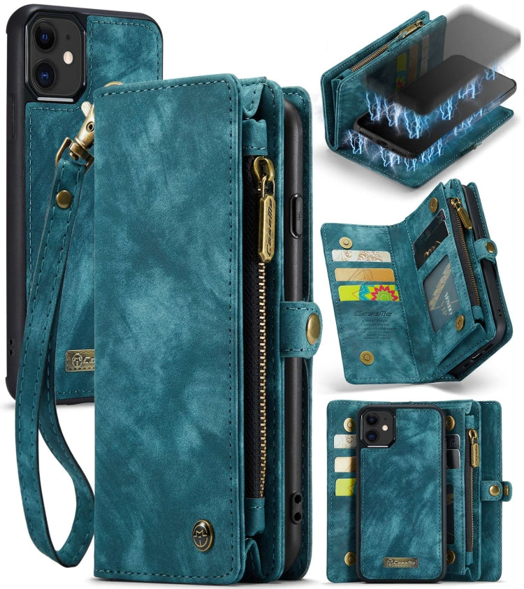 For iPhone 11 CaseMe-008 Detachable Multifunctional Horizontal Flip Leather Case with Card Slot & Holder & Zipper Wallet & Photo Frame (Blue) - iPhone 11 Cases by CaseMe | Online Shopping South Africa | PMC Jewellery | Buy Now Pay Later Mobicred