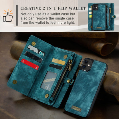 For iPhone 11 CaseMe-008 Detachable Multifunctional Horizontal Flip Leather Case with Card Slot & Holder & Zipper Wallet & Photo Frame (Blue) - iPhone 11 Cases by CaseMe | Online Shopping South Africa | PMC Jewellery | Buy Now Pay Later Mobicred