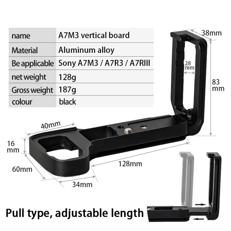 BEXIN A73 L-plate  Camera Vertical Clapper  for A7M3 A7III A7RIII Camera(Black) - free shipping - PMC TechLife - Order now!