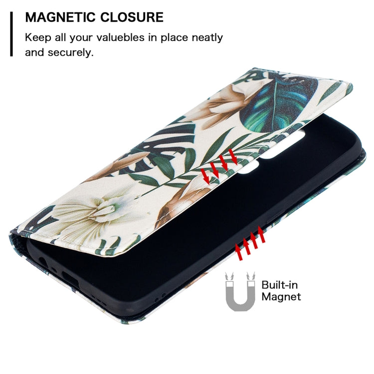 For OPPO A5 (2020) Colored Drawing Pattern Invisible Magnetic Horizontal Flip PU Leather Case with Holder & Card Slots & Wallet(Red Leaf) - free shipping - PMC TechLife - Order now!