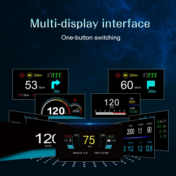 C1 OBD2 + GPS Mode Car HUD Head-up Display Compass / Speed / Water Temperature / Voltage Display / Speed / Fault Alarm / Navigation Function - free shipping - PMC TechLife - Order now!