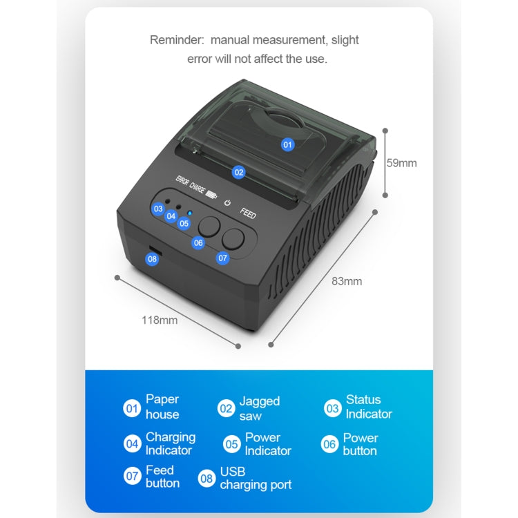 5811DD 58mm Bluetooth 4.0 Portable Thermal Bluetooth Receipt Printer, EU Plug - free shipping - PMC TechLife - Order now!