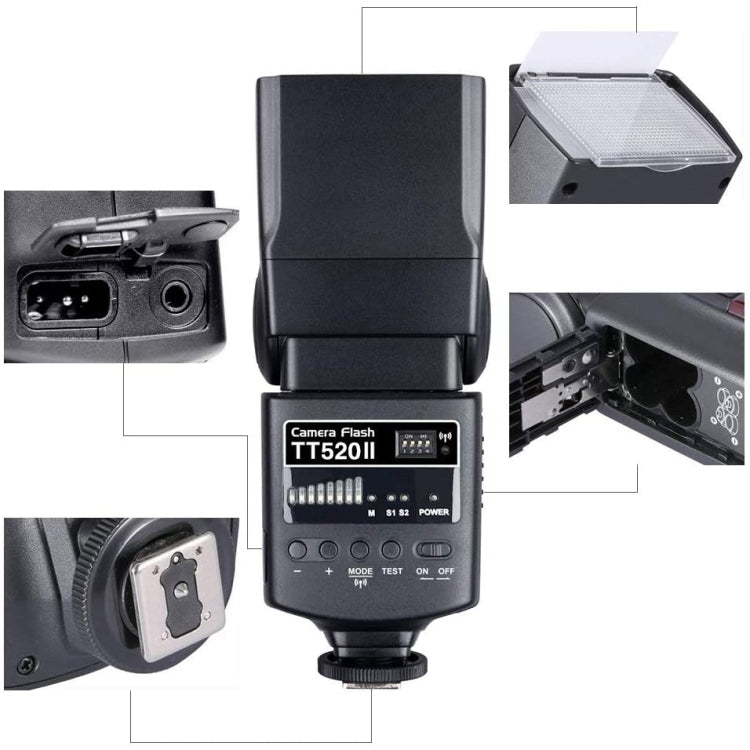 Godox TT520II 433MHZ Wireless 1/300s-1/2000s HSS Flash Speedlite Camera Top Fill Light for Canon / Nikon DSLR Cameras(Black) - Shoe Mount Flashes by Godox | Online Shopping South Africa | PMC Jewellery