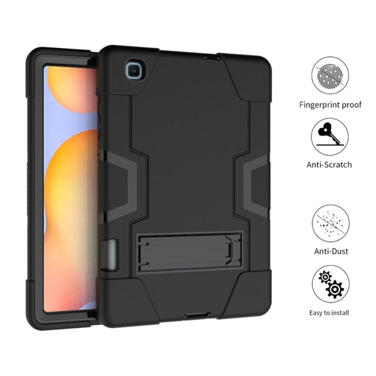 For Samsung Galaxy Tab S6 Lite P610 Contrast Color Robot Shockproof Silicon + PC Protective Case with Holder(Black) - free shipping - PMC TechLife - Order now!