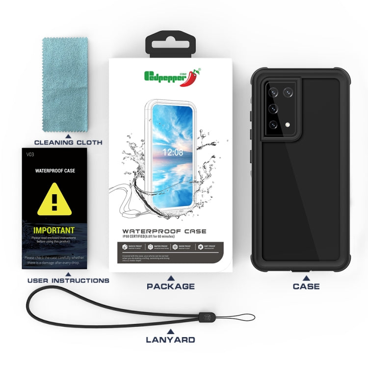 For Samsung Galaxy S21 Ultra 5G RedPepper Transparent Dot Shockproof Waterproof PC + TPU Protective Case(Black) - free shipping - PMC TechLife - Order now!