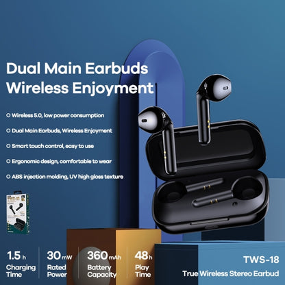 Remax TWS-18 Bluetooth 5.0 True Wireless Stereo Bluetooth Earphone(Black) - TWS Earphone by REMAX | Online Shopping South Africa | PMC Jewellery