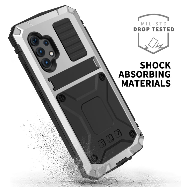 For Samsung Galaxy A32 4G R-JUST Waterproof Shockproof Dustproof Metal + Silicone Protective Case with Holder(Silver) - free shipping - PMC TechLife - Order now!