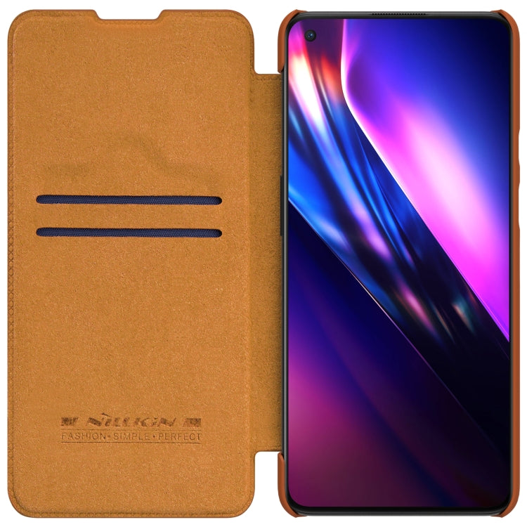 For OnePlus 9 (IN/CN Version) NILLKIN QIN Series Crazy Horse Texture Horizontal Flip Leather Case with Card Slot(Brown) - OnePlus Cases by NILLKIN | Online Shopping South Africa | PMC Jewellery