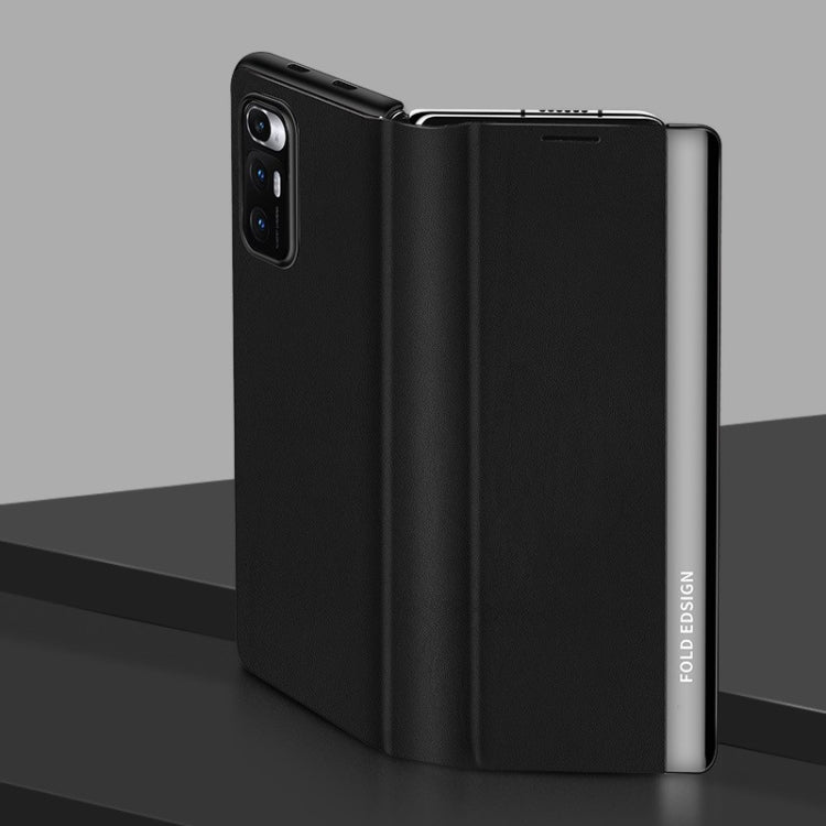 For Xiaomi Mi Mix Fold Matte First Layer Cowhide Folding Leather Case(Black) - Xiaomi Cases by PMC TechLife | Online Shopping South Africa | PMC TechLife