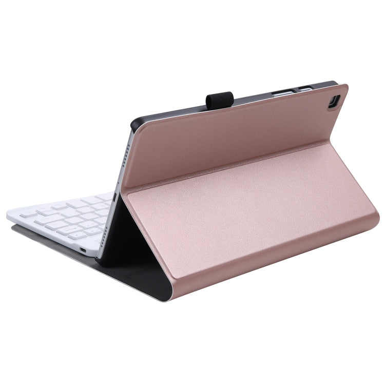 A220 Splittable Bluetooth Keyboard Leather Tablet Case for Samsung Galaxy Tab A7 Lite 8.7 T220 / T225, with Holder & Elastic Band Function(Rose Gold) - free shipping - PMC TechLife - Order now!