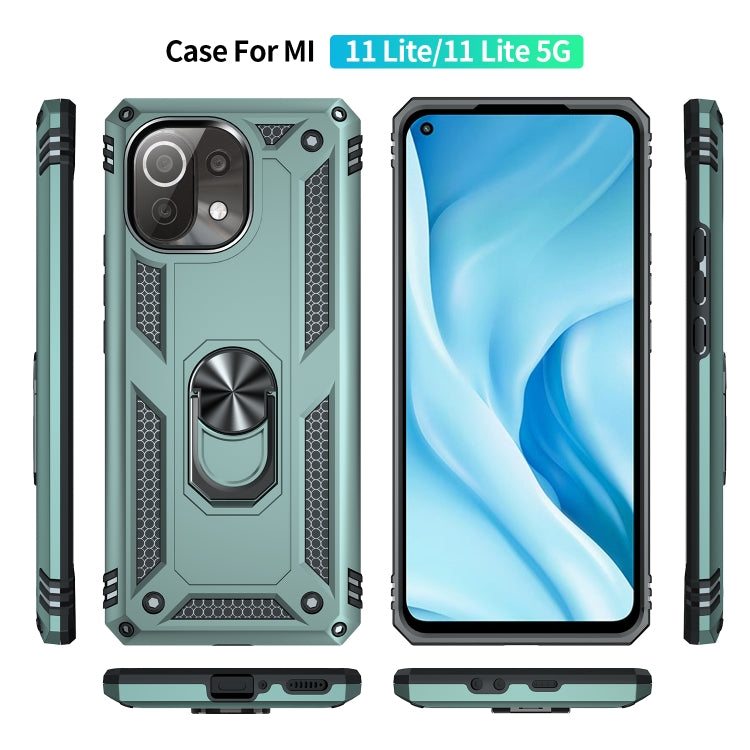 For Xiaomi Mi 11 Lite 5G Shockproof TPU + PC Protective Case with 360 Degree Rotating Holder(Dark Green) - free shipping - PMC TechLife - Order now!