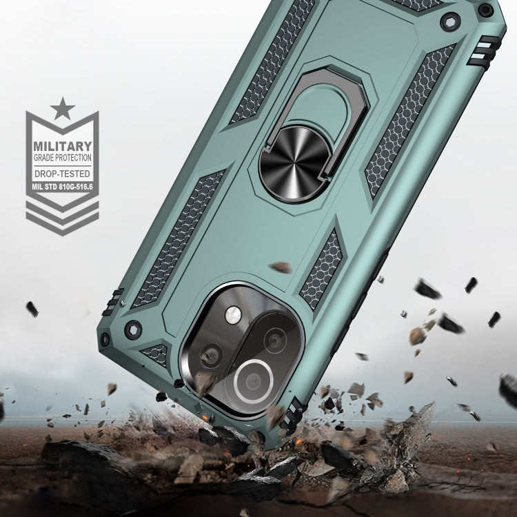 For Xiaomi Mi 11 Lite 5G Shockproof TPU + PC Protective Case with 360 Degree Rotating Holder(Dark Green) - free shipping - PMC TechLife - Order now!