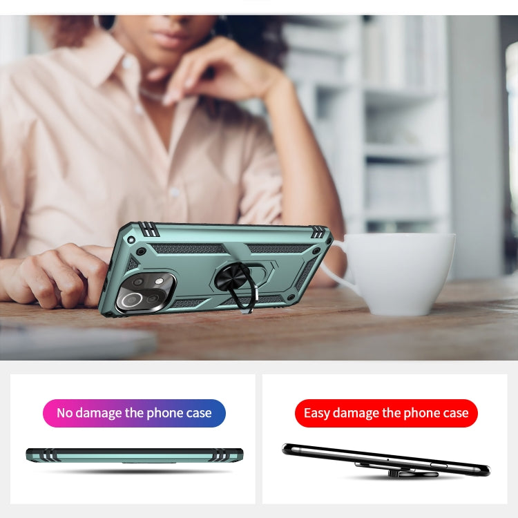 For Xiaomi Mi 11 Lite 5G Shockproof TPU + PC Protective Case with 360 Degree Rotating Holder(Dark Green) - free shipping - PMC TechLife - Order now!