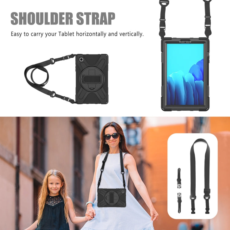 For Samsung Galaxy Tab A7 Lite T220 / T225 Silicone + PC Protective Case with Holder & Shoulder Strap(Black) - free shipping - PMC TechLife - Order now!