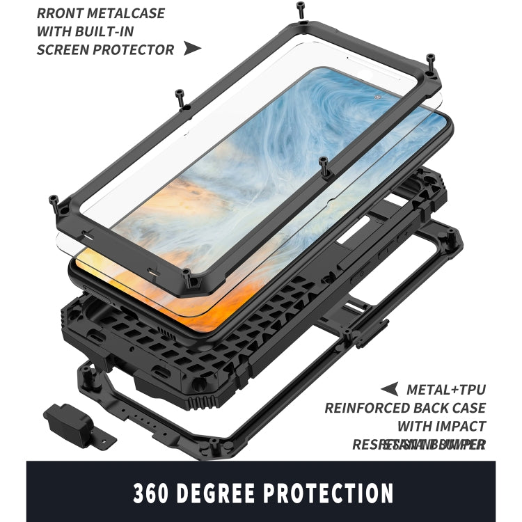 For Samsung Galaxy S21 FE R-JUST Shockproof Waterproof Dust-proof Metal + Silicone Protective Case with Holder(Black) - Galaxy Phone Cases by R-JUST | Online Shopping South Africa | PMC TechLife | Buy Now Pay Later Mobicred