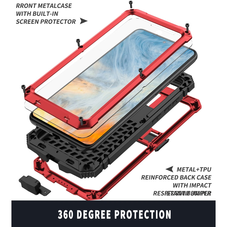 For Samsung Galaxy S21 FE R-JUST Shockproof Waterproof Dust-proof Metal + Silicone Protective Case with Holder(Red) - free shipping - PMC TechLife - Order now!