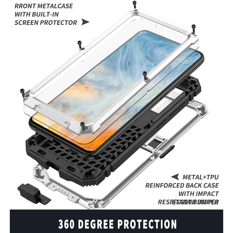 For Samsung Galaxy S21 FE R-JUST Shockproof Waterproof Dust-proof Metal + Silicone Protective Case with Holder(Silver) - Galaxy Phone Cases by R-JUST | Online Shopping South Africa | PMC TechLife | Buy Now Pay Later Mobicred