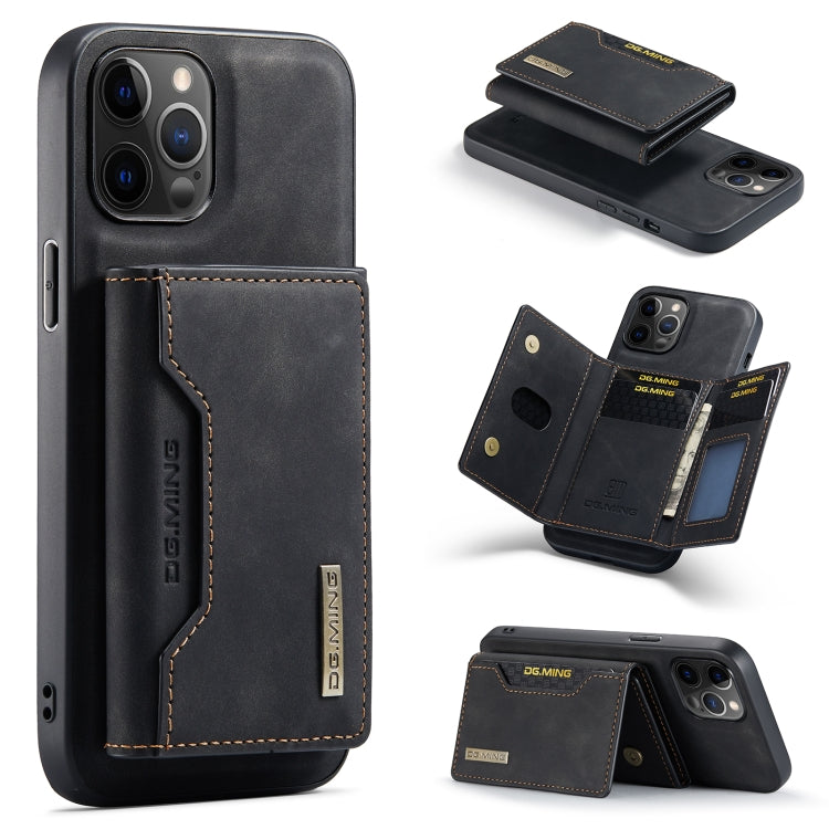 For iPhone 12 Pro Max DG.MING M2 Series 3-Fold Multi Card Bag + Magnetic Back Cover Shockproof Case with Wallet & Holder Function(Black) - iPhone 12 Pro Max Cases by DG.MING | Online Shopping South Africa | PMC TechLife | Buy Now Pay Later Mobicred