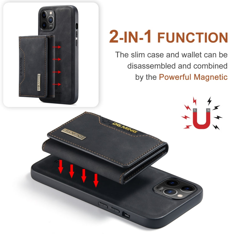 For iPhone 12 Pro Max DG.MING M2 Series 3-Fold Multi Card Bag + Magnetic Back Cover Shockproof Case with Wallet & Holder Function(Black) - iPhone 12 Pro Max Cases by DG.MING | Online Shopping South Africa | PMC TechLife | Buy Now Pay Later Mobicred
