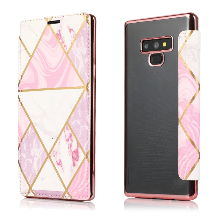 For Samsung Galaxy Note9 Bronzing Plating PU + TPU Horizontal Flip Leather Case with Holder & Card Slot(Pink White) - free shipping - PMC TechLife - Order now!