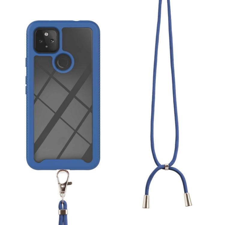 For Google Pixel 5A 5G Starry Sky Solid Color Series Shockproof PC + TPU Protective Case with Neck Strap(Blue) - Google Cases by PMC TechLife | Online Shopping South Africa | PMC TechLife | Buy Now Pay Later Mobicred
