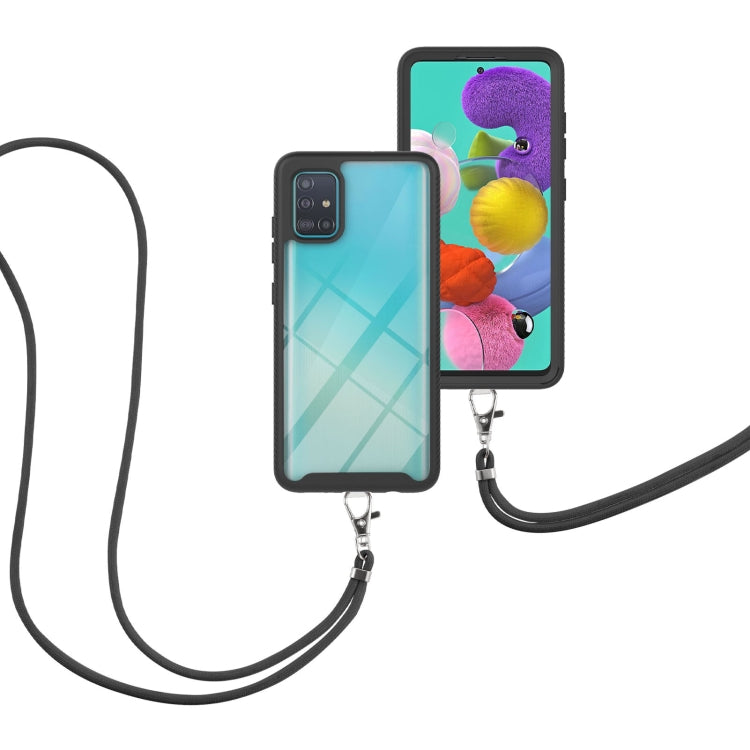 For Samsung Galaxy A51 / A515 Starry Sky Solid Color Series Shockproof PC + TPU Protective Case with Neck Strap(Black) - free shipping - PMC TechLife - Order now!