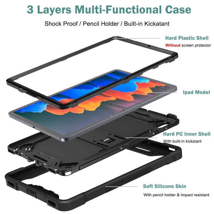 For Samsung Galaxy Tab S8 / Galaxy Tab S7 Silicone + PC Shockproof Protective Case with Holder(Black) - free shipping - PMC TechLife - Order now!