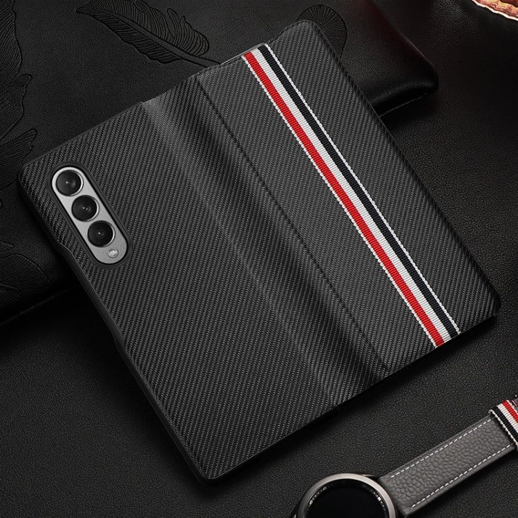 For Samsung Galaxy Z Fold3 5G Carbon Fiber Texture Folding All Inclusive PU Shockproof Splicing Leather Case(Black) - Galaxy Phone Cases by PMC TechLife | Online Shopping South Africa | PMC TechLife