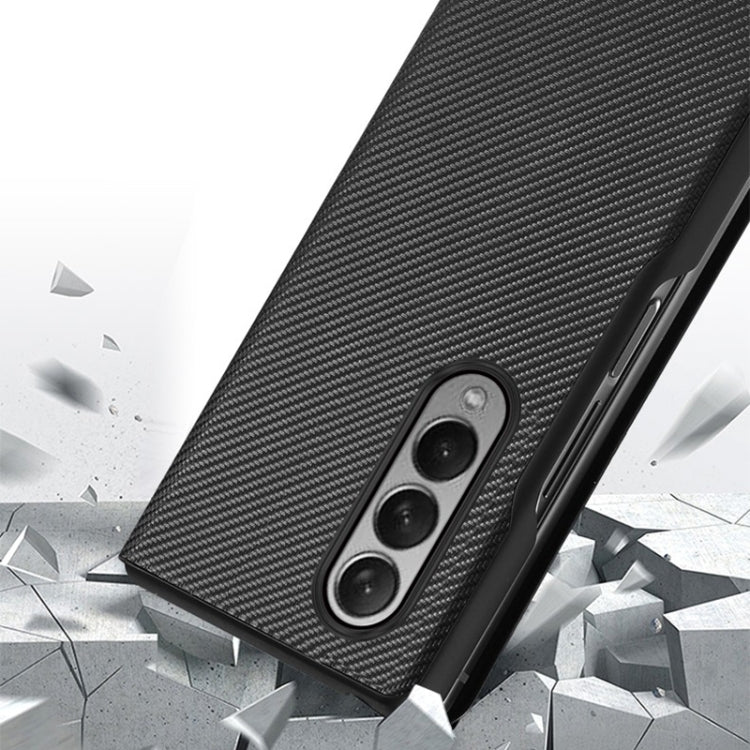 For Samsung Galaxy Z Fold3 5G Carbon Fiber Texture Folding All Inclusive PU Shockproof Splicing Leather Case(Black) - Galaxy Phone Cases by PMC TechLife | Online Shopping South Africa | PMC TechLife