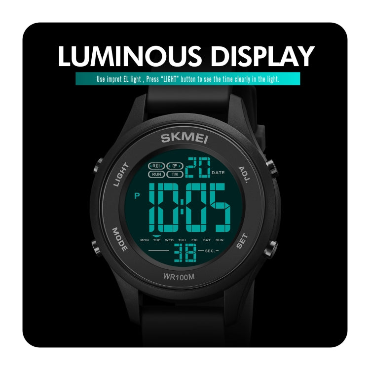 SKMEI 1758 Multifunctional LED Digital Display Luminous Silicone Strap Electronic Watch(Black White) - LED Digital Watches by SKMEI | Online Shopping South Africa | PMC Jewellery | Buy Now Pay Later Mobicred