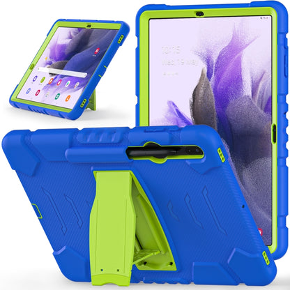 For Samsung Galaxy Tab S7+/ Tab S7 FE / Tab S8+ 3-Layer Protection Screen Frame + PC + Silicone Combination Case with Holder(Blue+Lime) - Other Galaxy Tab PC by PMC Jewellery | Online Shopping South Africa | PMC Jewellery