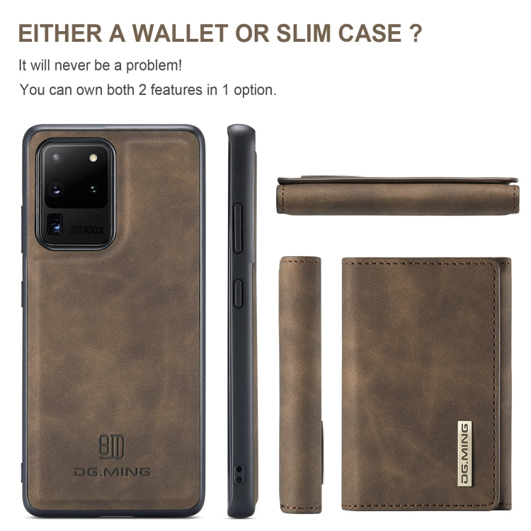 For Samsung Galaxy S20 Ultra DG.MING M1 Series 3-Fold Multi Card Wallet  Back Cover Shockproof Case with Holder Function(Coffee) - Galaxy Phone Cases by DG.MING | Online Shopping South Africa | PMC TechLife | Buy Now Pay Later Mobicred