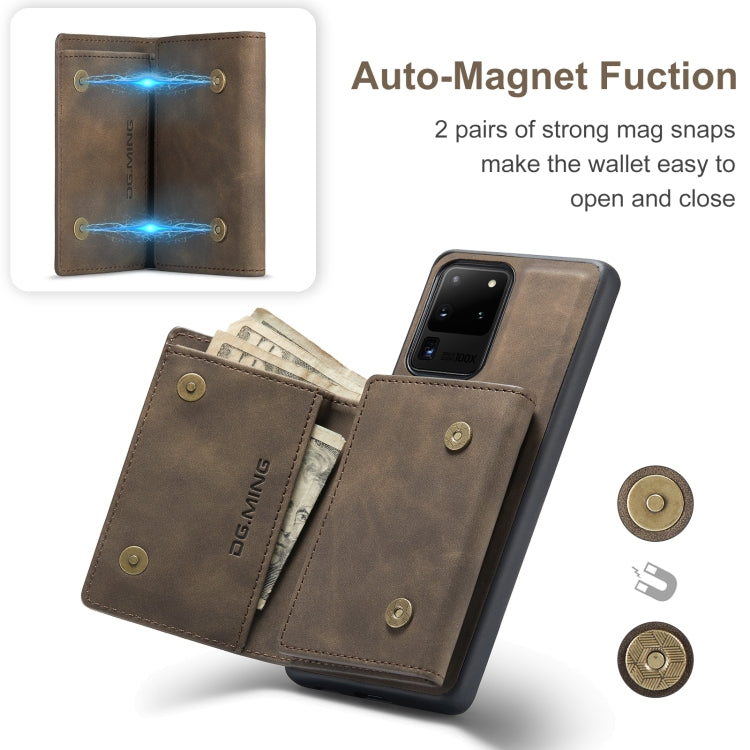 For Samsung Galaxy S20 Ultra DG.MING M1 Series 3-Fold Multi Card Wallet  Back Cover Shockproof Case with Holder Function(Coffee) - Galaxy Phone Cases by DG.MING | Online Shopping South Africa | PMC TechLife | Buy Now Pay Later Mobicred