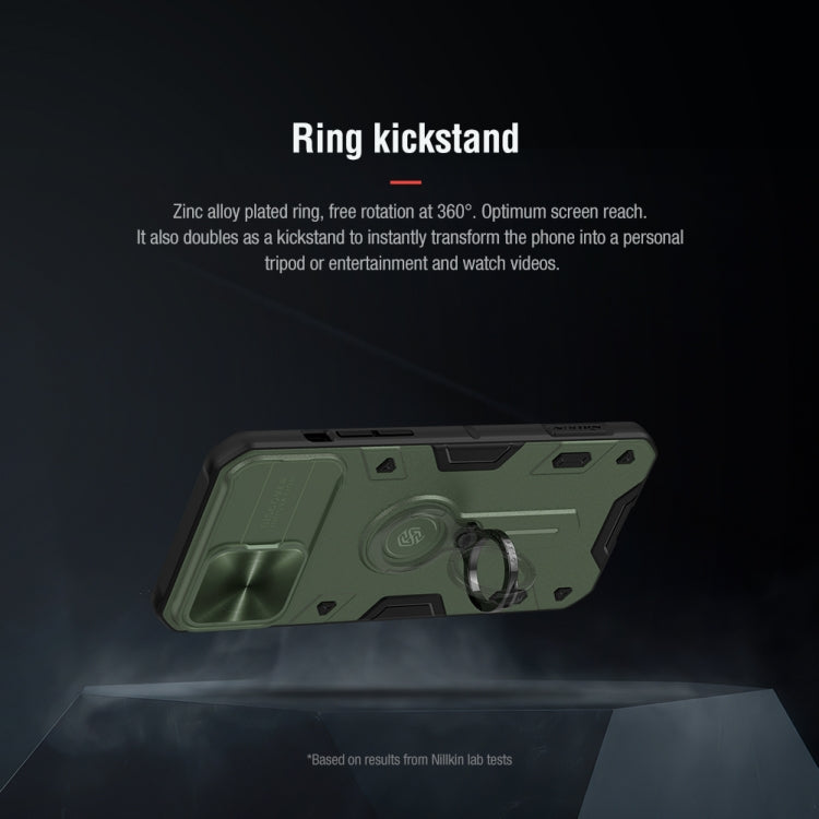 For iPhone 13 Pro Max NILLKIN Shockproof CamShield Armor Protective Case with Invisible Ring Holder (Green) - iPhone 13 Pro Max Cases by NILLKIN | Online Shopping South Africa | PMC TechLife