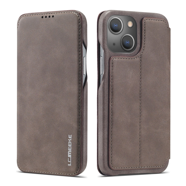 For iPhone 13 LC.IMEEKE Hon Ancient Series Horizontal Flip Leather Case with Holder & Card Slot(Coffee) - iPhone 13 Cases by LC.IMEEKE | Online Shopping South Africa | PMC TechLife | Buy Now Pay Later Mobicred