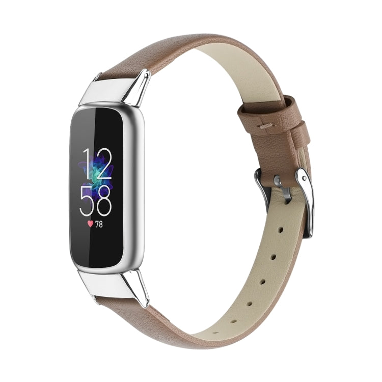For Fitbit Luxe Leather Watch Band, Size:S(Grey) - Watch Bands by PMC TechLife | Online Shopping South Africa | PMC TechLife | Buy Now Pay Later Mobicred
