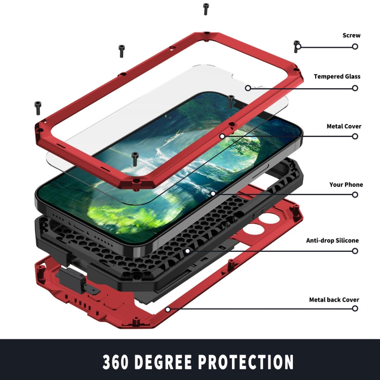 For iPhone 13 Pro Max R-JUST Sliding Camera Shockproof Life Waterproof Dust-proof Metal + Silicone Protective Case with Holder (Red) - iPhone 13 Pro Max Cases by R-JUST | Online Shopping South Africa | PMC TechLife | Buy Now Pay Later Mobicred