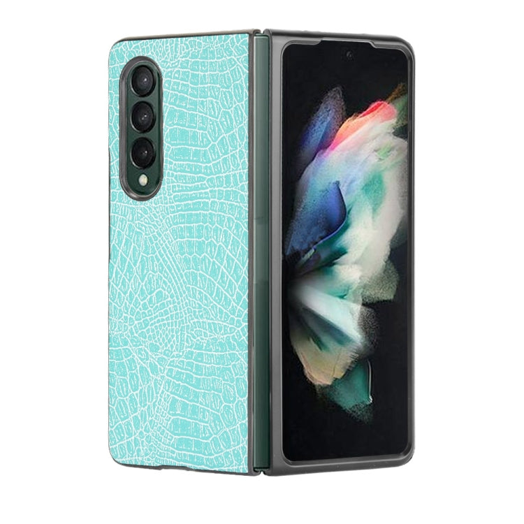 For Samsung Galaxy Z Fold3 5G Shockproof Crocodile Texture PC + PU Case(Light Green) - free shipping - PMC TechLife - Order now!