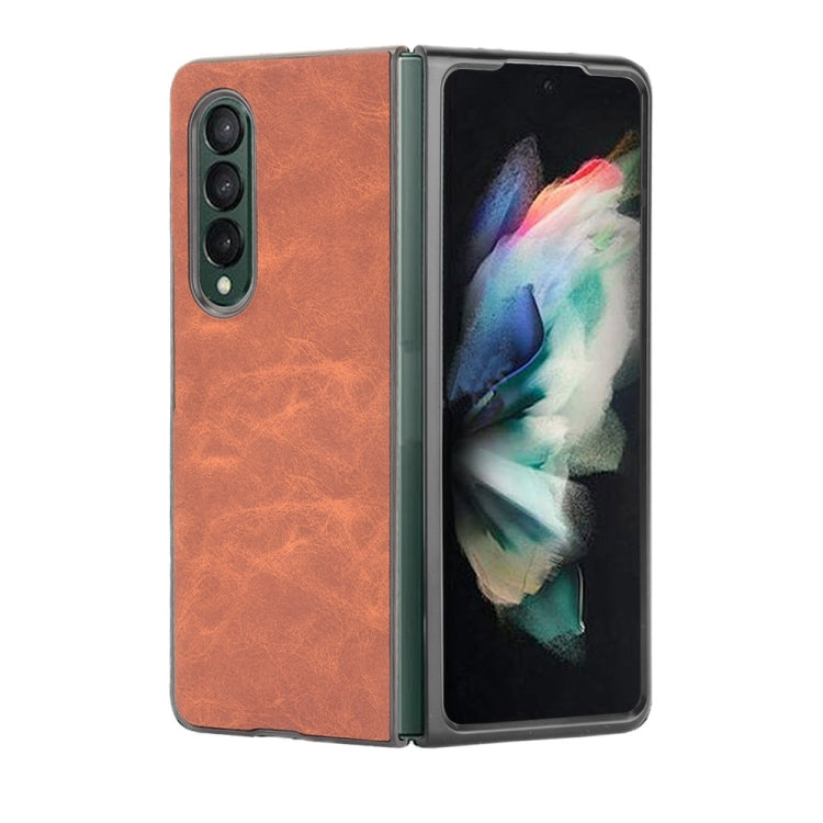 For Samsung Galaxy Z Fold3 5G Shockproof Sheep Skin PC + PU + TPU Case(Brown) - free shipping - PMC TechLife - Order now!