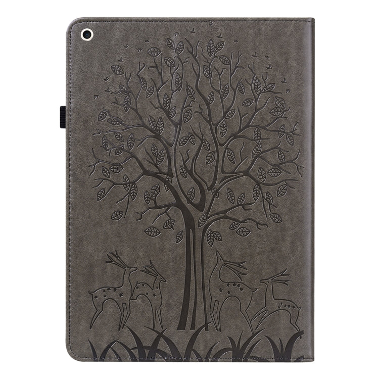 For iPad Pro 10.5 2017 / 10.2 2019 Tree & Deer Pattern Pressed Printing Horizontal Flip PU Leather Case with Holder & Card Slots & Sleep / Wake-up Function(Grey) - free shipping - PMC TechLife - Order now!