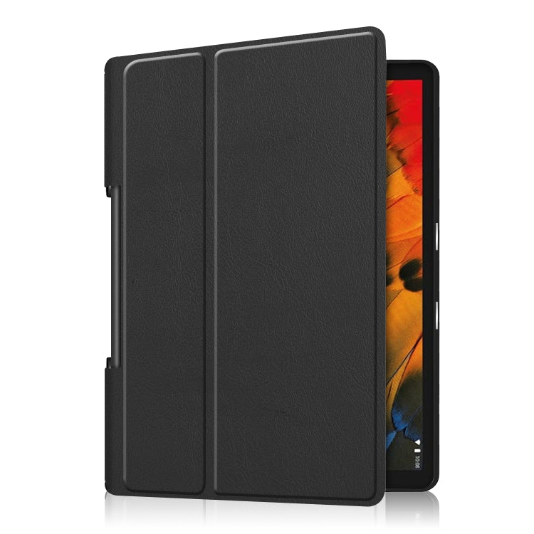 For Lenovo Yoga Smart Tab Custer Texture Horizontal Flip Leather Case with Two-folding Holder(Black) - For Lenovo by PMC Jewellery | Online Shopping South Africa | PMC Jewellery