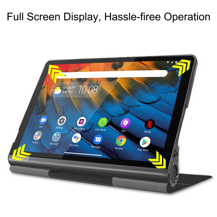 For Lenovo Yoga Smart Tab Custer Texture Horizontal Flip Leather Case with Two-folding Holder(Black) - For Lenovo by PMC Jewellery | Online Shopping South Africa | PMC Jewellery