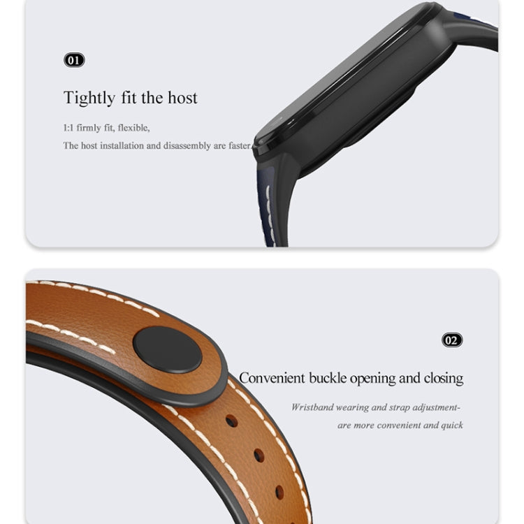 For Xiaomi Mi Band 5/6/7 MIJOBS TPU + Leather Watch Band(Brown+Black) - Watch Bands by MIJOBS | Online Shopping South Africa | PMC TechLife | Buy Now Pay Later Mobicred
