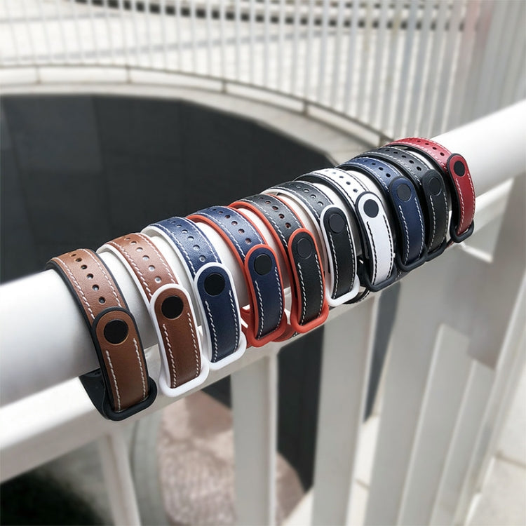 For Xiaomi Mi Band 5/6/7 MIJOBS TPU + Leather Watch Band(Brown+Black) - Watch Bands by MIJOBS | Online Shopping South Africa | PMC TechLife | Buy Now Pay Later Mobicred