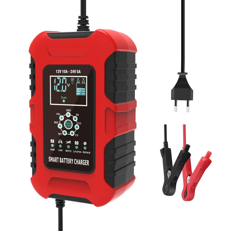 FOXSUR 10A 12V 7-segment Motorcycle / Car Smart Battery Charger, Plug Type:US Plug(Red) - free shipping - PMC TechLife - Order now!