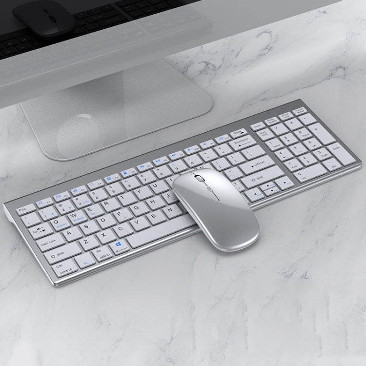 109 Three-mode Wireless Bluetooth Keyboard Mouse Set(Silver) - Wireless Keyboard by PMC TechLife | Online Shopping South Africa | PMC TechLife
