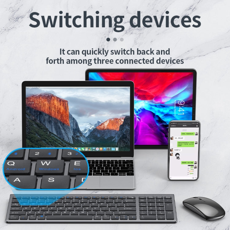 109 Three-mode Wireless Bluetooth Keyboard Mouse Set(Silver) - Wireless Keyboard by PMC TechLife | Online Shopping South Africa | PMC TechLife